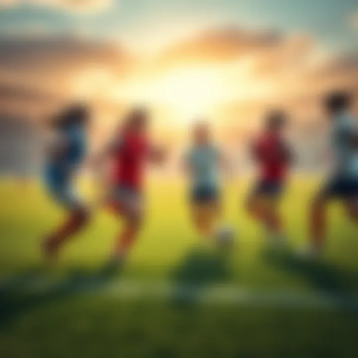 Top women's soccer teams play on the field, showcasing their skills and determination during a match.