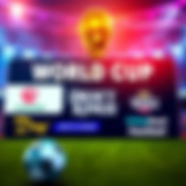 Colorful graphic showcasing various sportsbook bonuses for the World Cup, featuring logos of Caesars, DraftKings, and FanDuel.