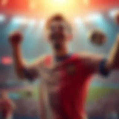 Person celebrating a betting win with World Cup graphics in the background.