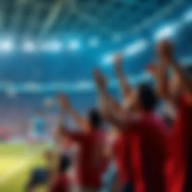 Fans cheer as players compete in a thrilling World Cup soccer game