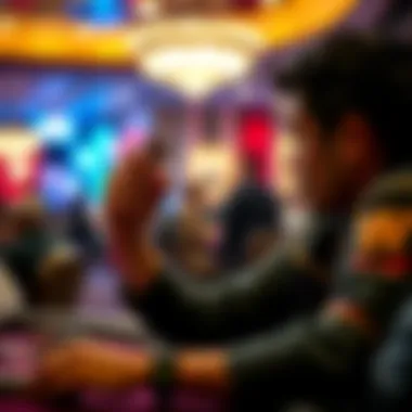 A poker player at the WPT Main Event in Cambodia holding a stack of chips and contemplating a hand.