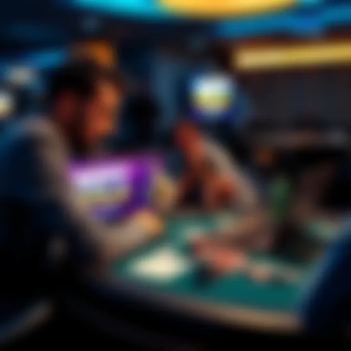 A frustrated player at a poker table surrounded by cards, chips, and a laptop displaying WPT Gold, reflecting on their tough game session.