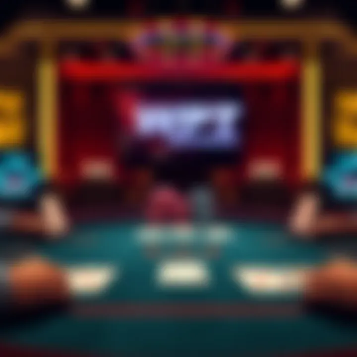 A poker table with five down cards displayed, showing multiple betting rounds in a game of WPT poker.