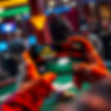 A player using their smartphone to play WPTGold Poker Master, showing poker cards and chips on the screen.