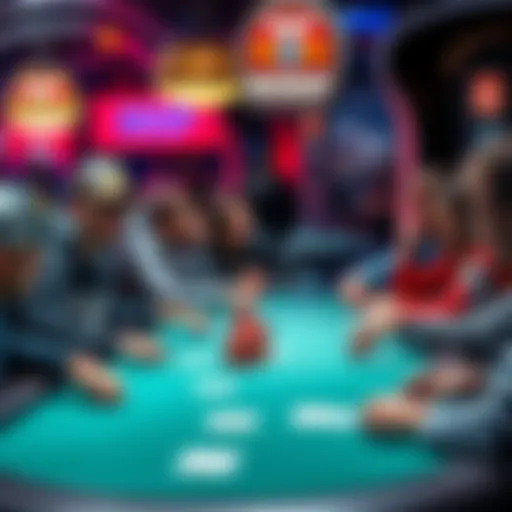 WSOP Day 5 Poker Table Poker players at a table during Day 5 of the World Series of Poker, showing intense concentration and competitive atmosphere.