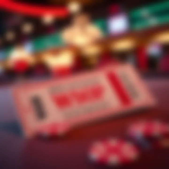 Close-up of $150 WSOP Express tickets with a blurred poker table background
