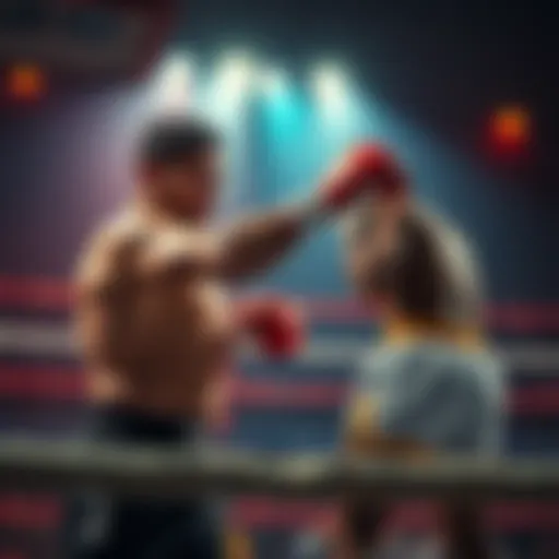 Yanal Ashmouz showcasing his technical fighting skills in a boxing ring, preparing for a match