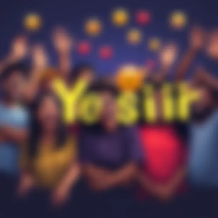 A group of diverse people celebrating and using the term 'Yessir' with emojis, showing excitement and joy.