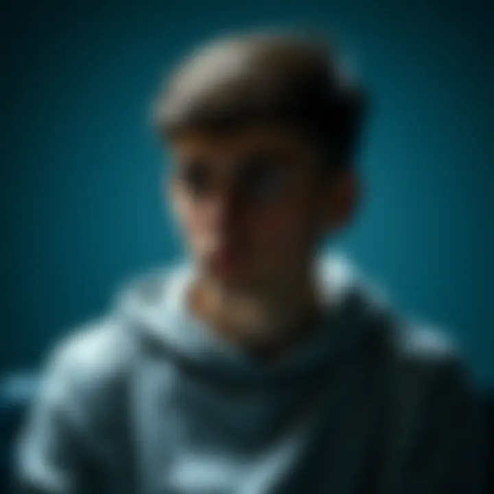 Young adult looking distressed A young adult sitting alone, with a worried expression, reflecting on gambling struggles and mental health issues