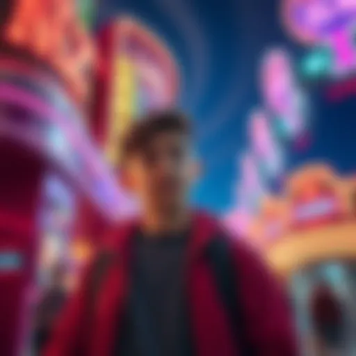 Young Gambler in Las Vegas An 18-year-old standing in front of a casino in Las Vegas, excited to start gambling for the first time.