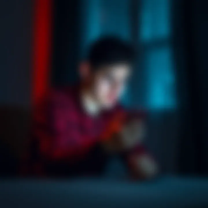 A 21-year-old man with a worried expression sits alone in a dimly lit room, looking at his phone which displays a gambling app, symbolizing his addiction.