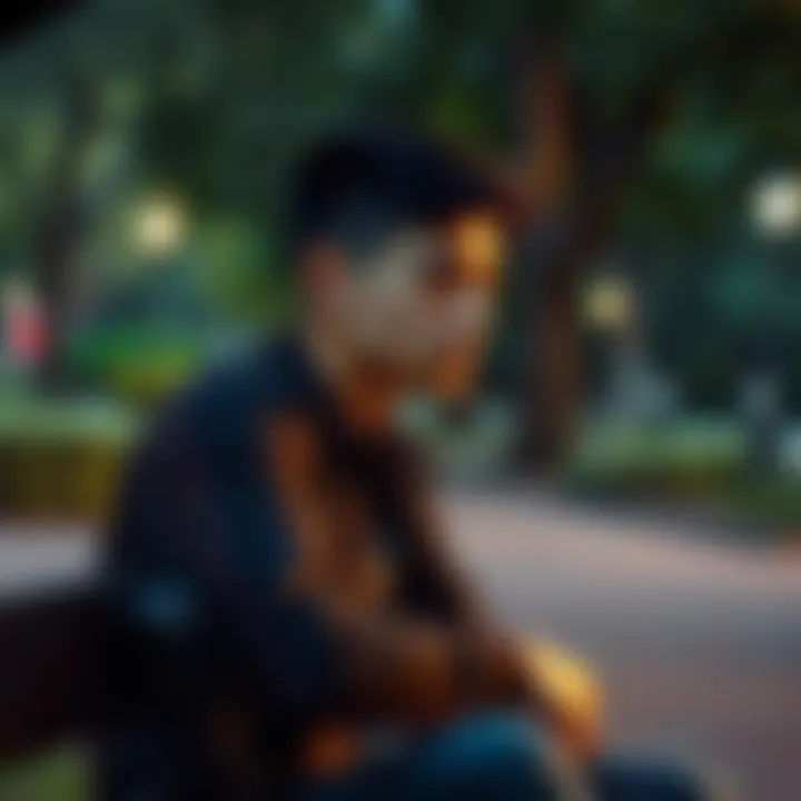 A 24-year-old man sitting on a park bench, looking thoughtful, symbolizing his journey from gambling addiction to recovery.