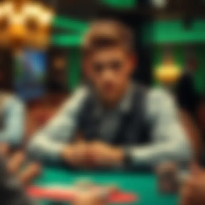 A young entrepreneur sits at a poker table, focused and ready to compete against experienced players in a high-stakes game.