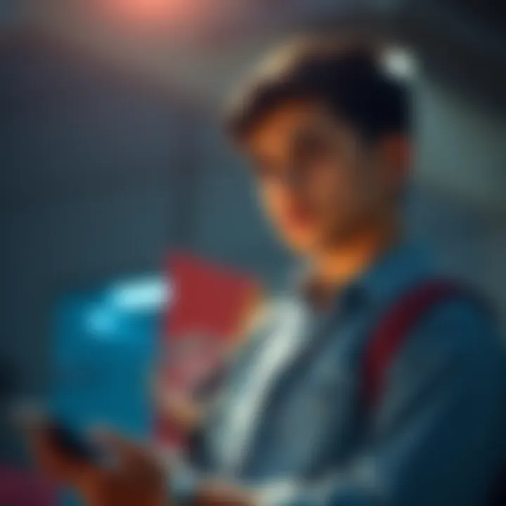 A young adult holding a smartphone, concerned about transaction details, representing financial privacy from parents.