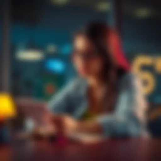 A young woman sits thoughtfully at a table, looking at a notebook, symbolizing her path to recovery from gambling addiction.